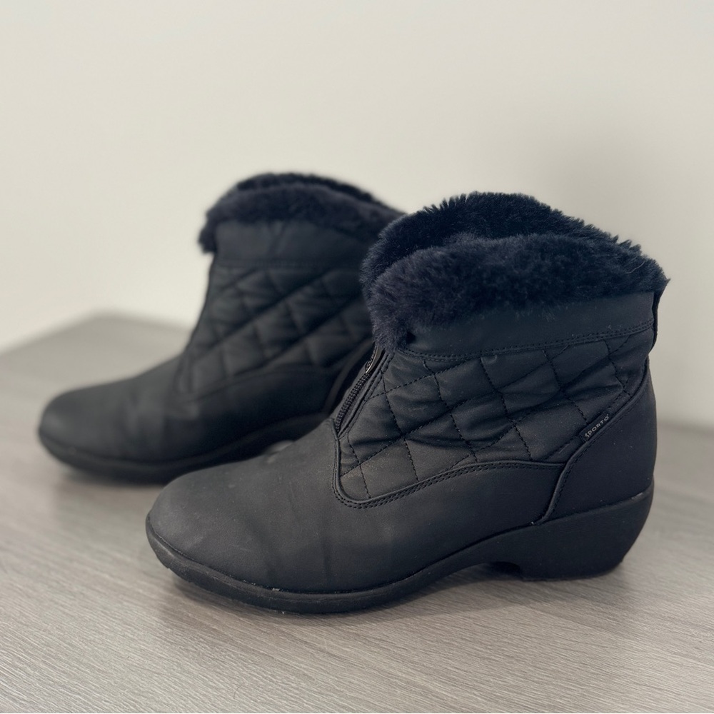 Sporto Insulated Black Front Zip Winter Faux Fur Boots (8)
